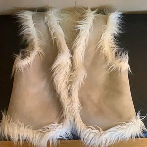 Faux fur & suede reversible vest